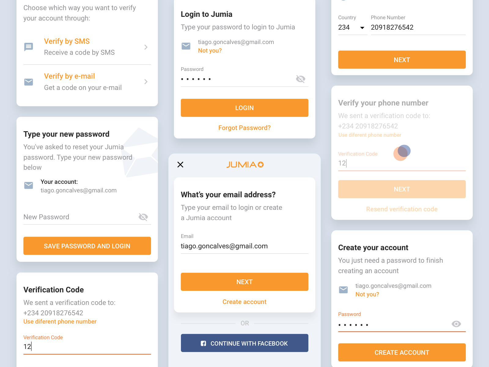 Jumia sign-in and verification screens