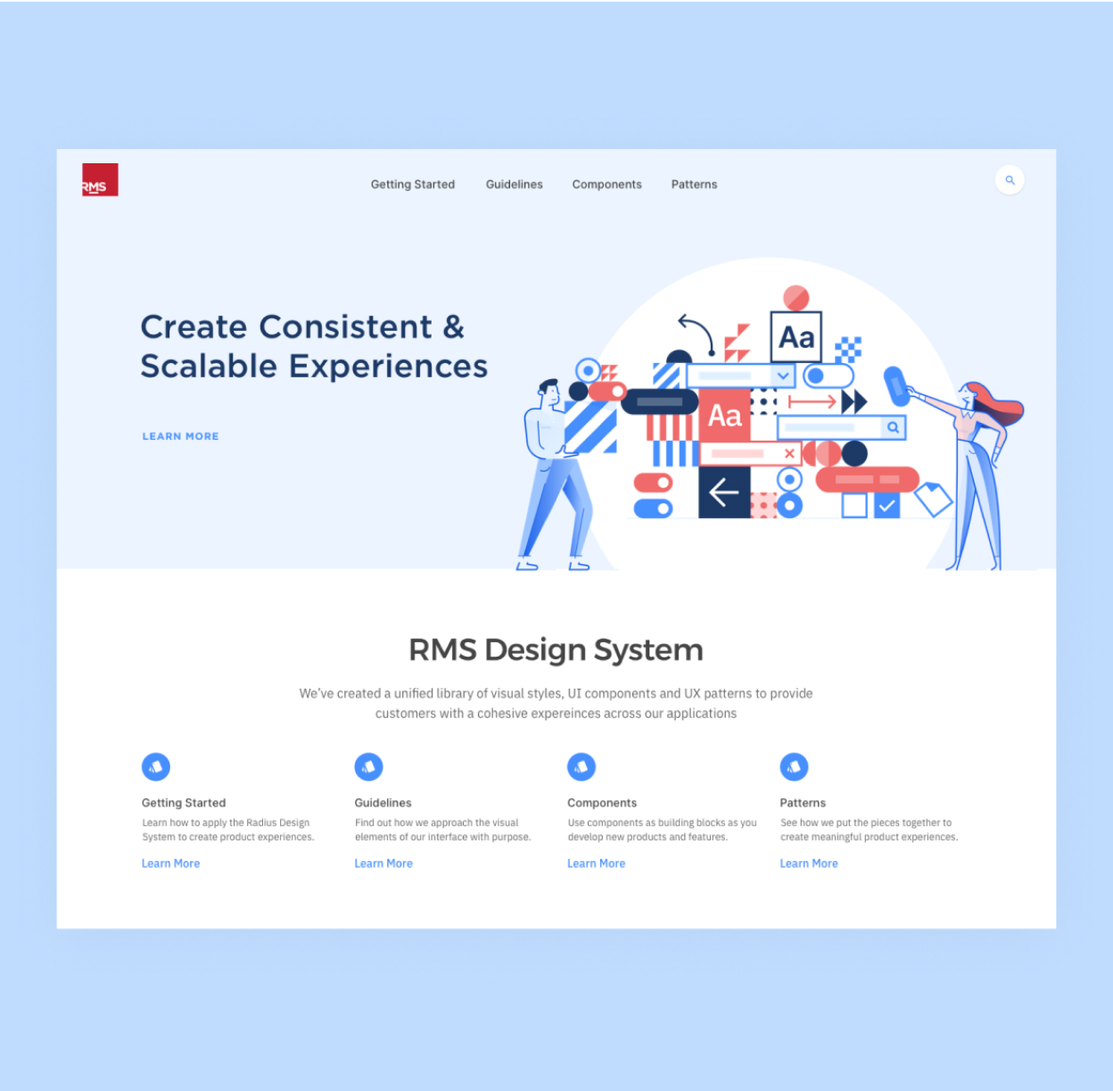 Landing page of the RMS Design System documentation